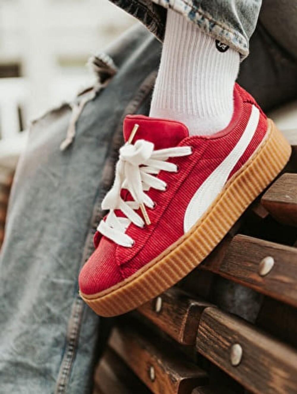Puma X Fenty Size 4 Womens Red The Creeper Phatty Corduroy Sneakers - Picture 10 of 10